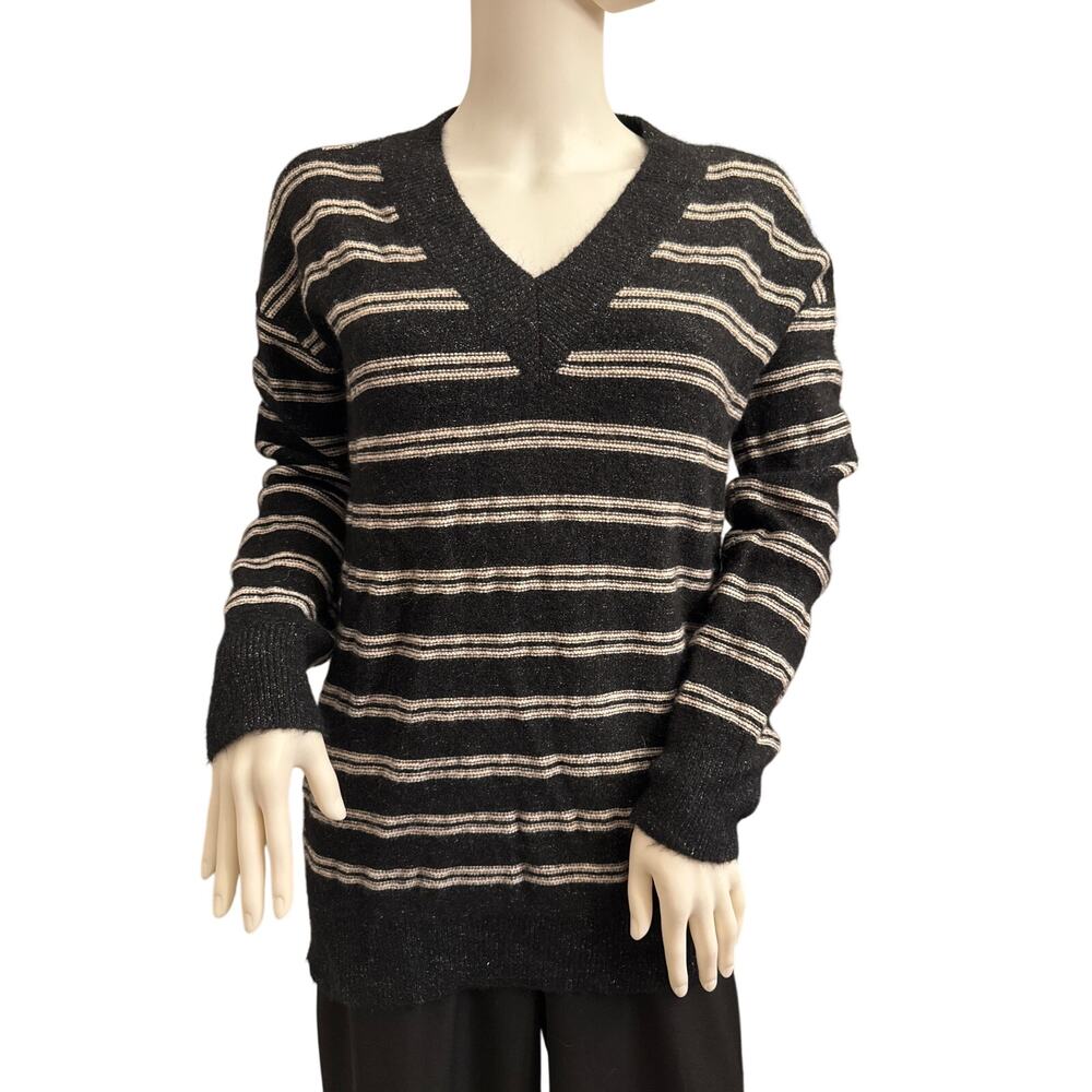 n: Philanthropy Wool Alpaca Cashmere Black and White Stripe Sweater XS